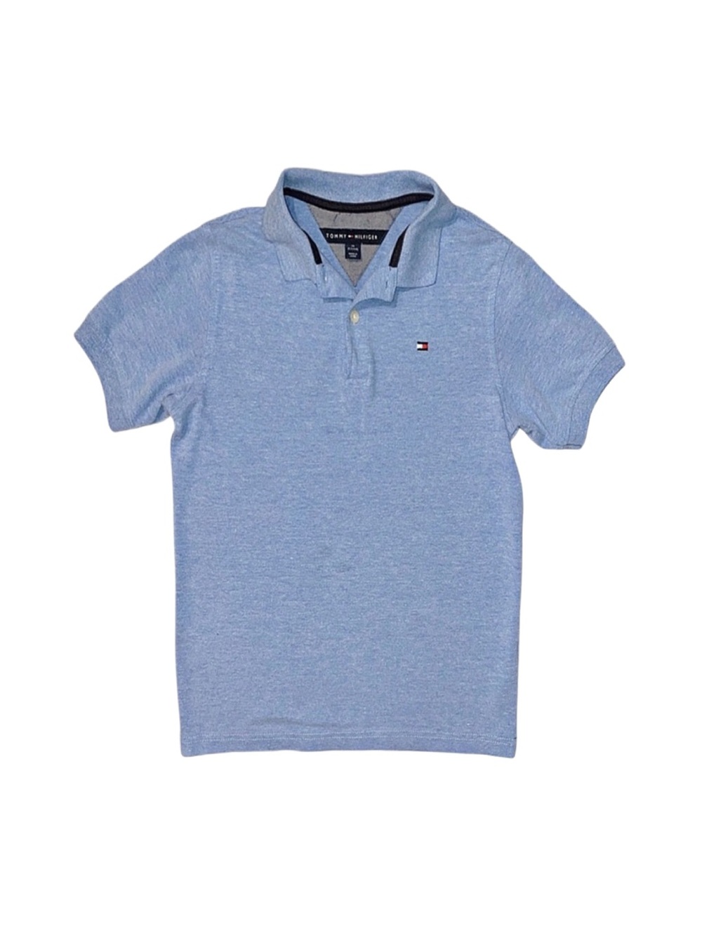 TOMMY HILFIGER Boy's Blue Short Sleeve Polo Size Medium 12/14